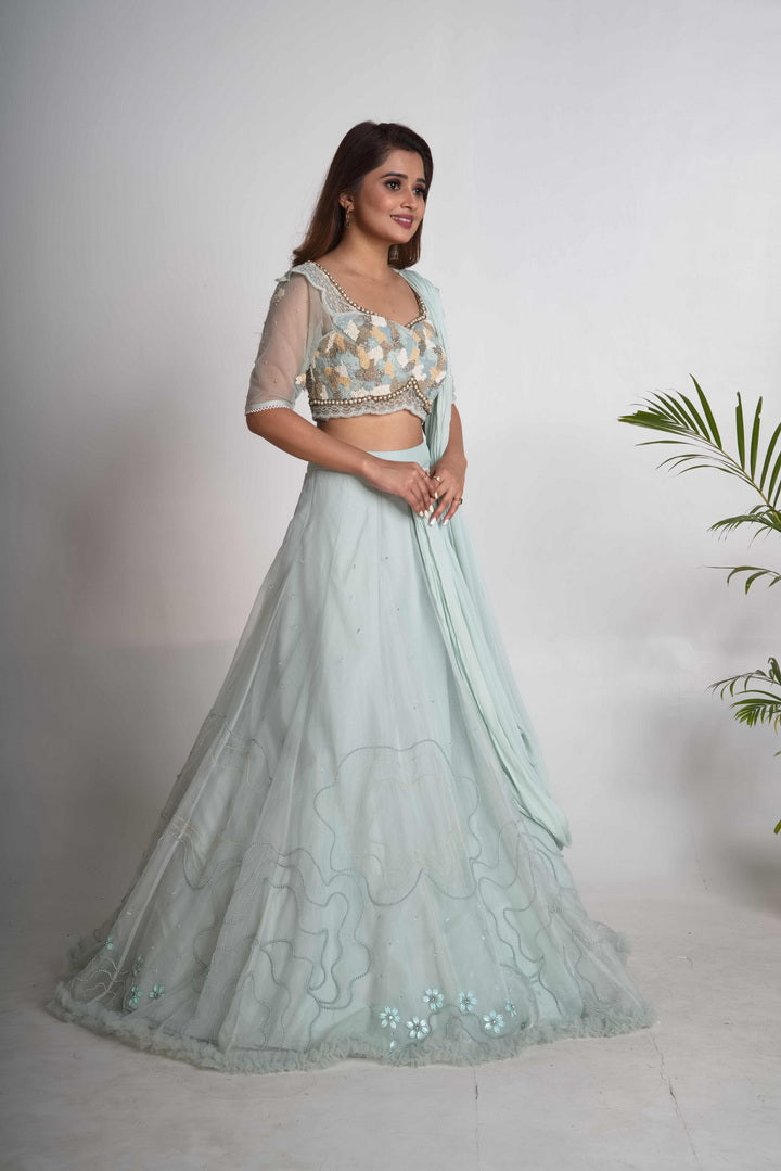 Aqua lehenga set