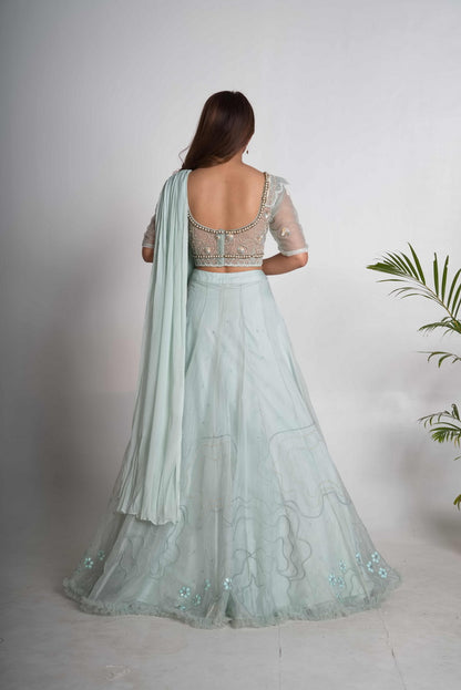 Aqua lehenga set