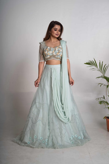 Aqua lehenga set