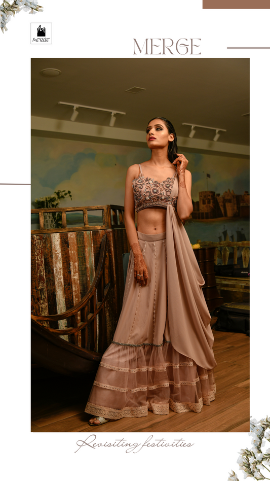 Oyster lehnga blouse set